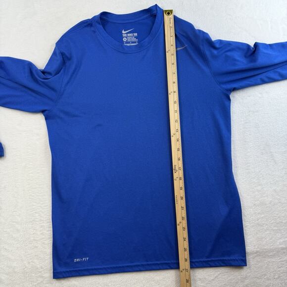 Nike M Medium Dri-Fit Shirt Athletic Cut Legend Long Sleeve Blue Crew Neck Men's - Picture 8 of 10